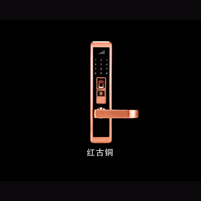 高盾智能锁_高盾智能锁 T8800指纹密码电子锁 纯不锈钢防盗门天地杆锁体